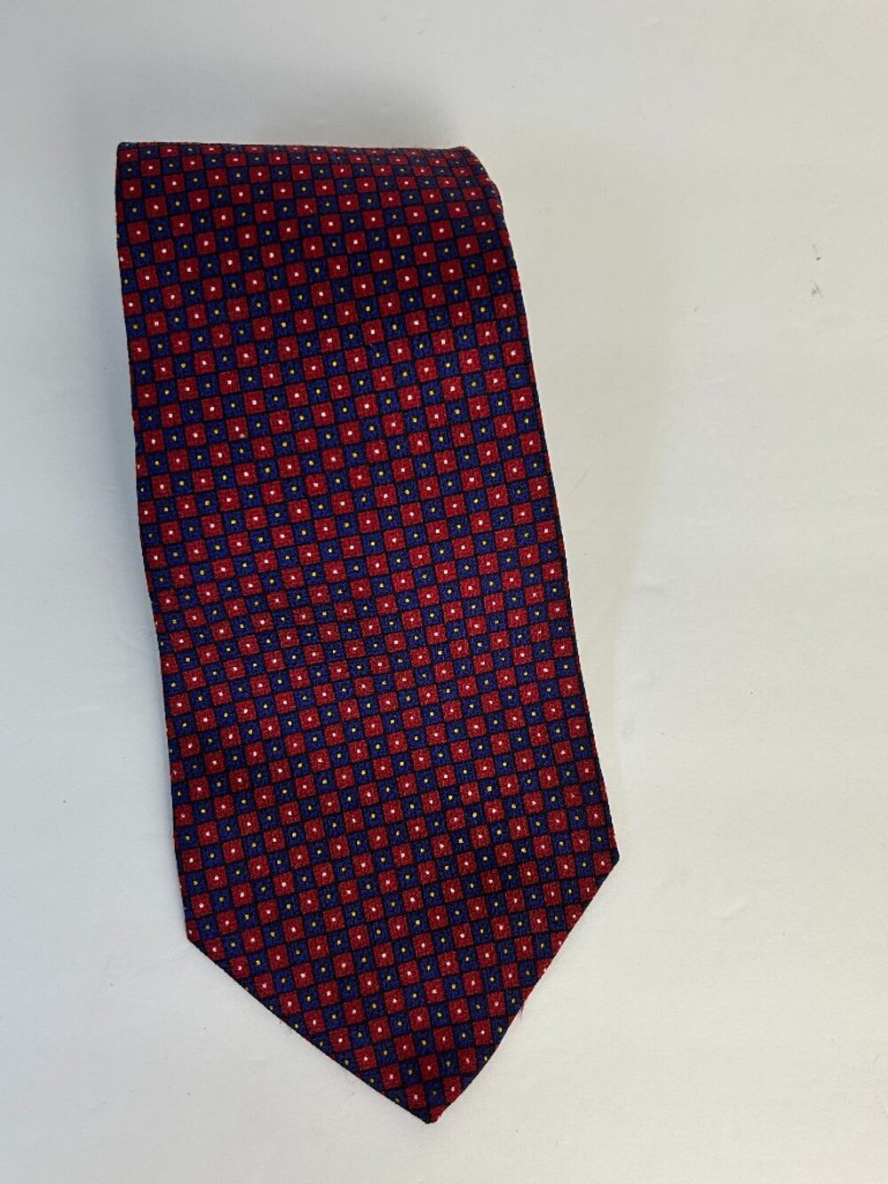 Lauren Ralph Lauren Silk Tie Hand Finished Red Blue Square